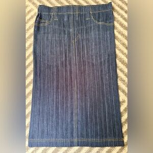 Pleats Please Issey Miyake Denim/ Jean Printed Pleated Skirt, Size 5 (L/ XL) EUC